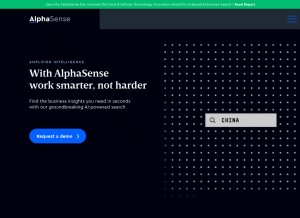 How alpha-sense.com looks like on a tablet such as an iPad.