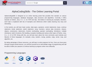 How alphacodingskills.com looks like on a tablet such as an iPad.