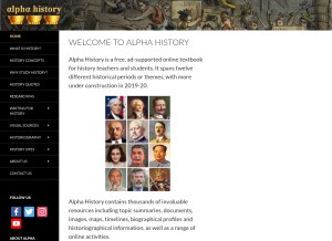 How alphahistory.com looks like on a tablet such as an iPad.