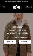 How alphaindustries.com looks like on a mobile device such as an iPhone.