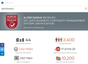 How alterdomus.com looks like on a tablet such as an iPad.