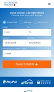 How alternativeairlines.com looks like on a mobile device such as an iPhone.