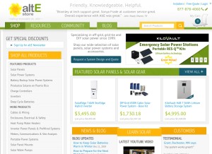 How altestore.com looks like on a tablet such as an iPad.