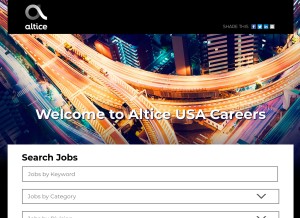 How alticeusacareers.com looks like on a tablet such as an iPad.