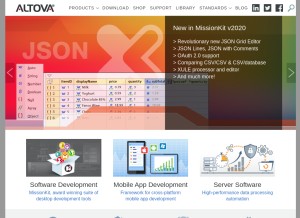 How altova.com looks like on a tablet such as an iPad.