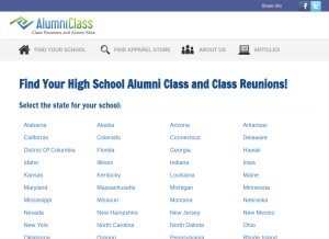 How alumniclass.com looks like on a tablet such as an iPad.
