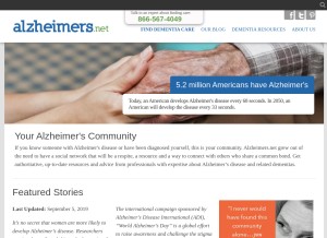 How alzheimers.net looks like on a tablet such as an iPad.