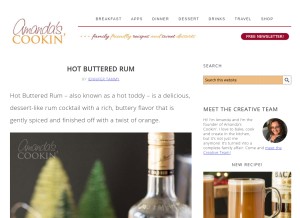 How amandascookin.com looks like on a tablet such as an iPad.