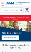 How amanet.org looks like on a mobile device such as an iPhone.
