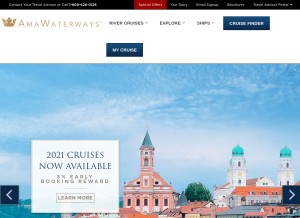 How amawaterways.com looks like on a tablet such as an iPad.
