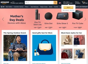 How amazon.com looks like on a tablet such as an iPad.
