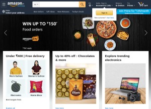 How amazon.in looks like on a tablet such as an iPad.
