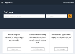 How amazon.jobs looks like on a tablet such as an iPad.