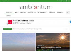 How ambientum.com looks like on a tablet such as an iPad.