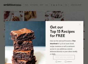 How ambitiouskitchen.com looks like on a tablet such as an iPad.
