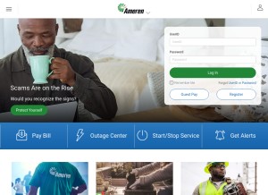 How ameren.com looks like on a tablet such as an iPad.
