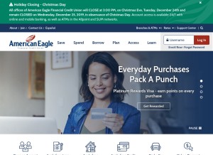 How americaneagle.org looks like on a tablet such as an iPad.