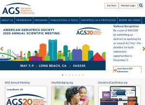 How americangeriatrics.org looks like on a tablet such as an iPad.