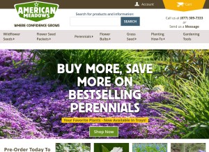 How americanmeadows.com looks like on a tablet such as an iPad.