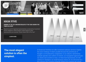 How americanportfolios.com looks like on a tablet such as an iPad.