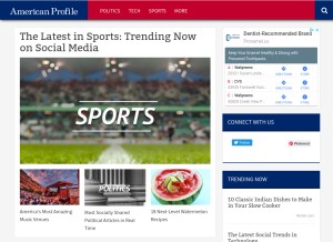 How americanprofile.com looks like on a tablet such as an iPad.
