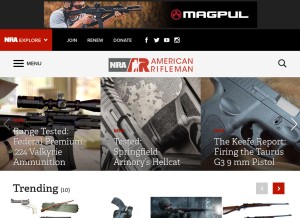 How americanrifleman.org looks like on a tablet such as an iPad.