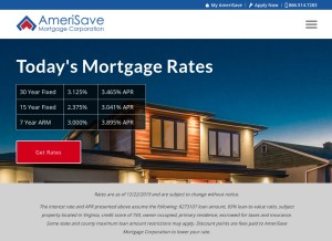 How amerisave.com looks like on a tablet such as an iPad.