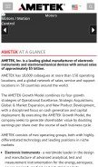 How ametek.com looks like on a mobile device such as an iPhone.