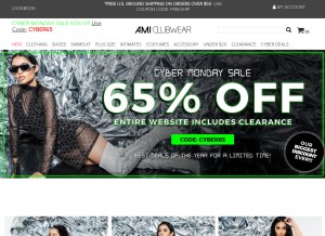 How amiclubwear.com looks like on a tablet such as an iPad.