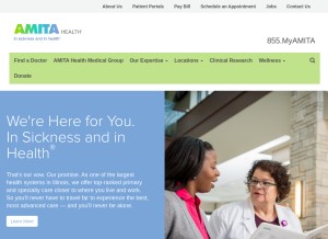 How amitahealth.org looks like on a tablet such as an iPad.