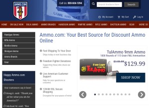 How ammo.com looks like on a tablet such as an iPad.