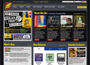 How amoeba.com looks like on a tablet such as an iPad.