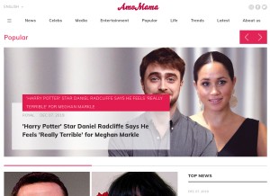 How amomama.com looks like on a tablet such as an iPad.