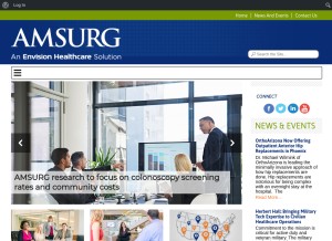 How amsurg.com looks like on a tablet such as an iPad.