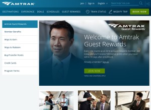 How amtrakguestrewards.com looks like on a tablet such as an iPad.
