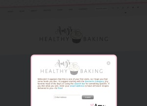 How amyshealthybaking.com looks like on a tablet such as an iPad.