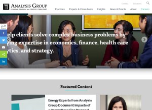 How analysisgroup.com looks like on a tablet such as an iPad.