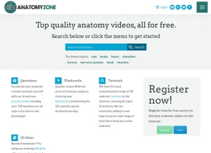 How anatomyzone.com looks like on a tablet such as an iPad.