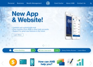 How anb.com looks like on a tablet such as an iPad.