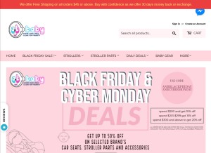How anbbaby.com looks like on a tablet such as an iPad.