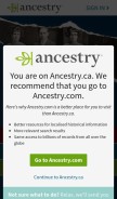 How ancestry.ca looks like on a mobile device such as an iPhone.