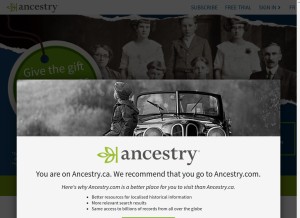 How ancestry.ca looks like on a tablet such as an iPad.