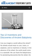 How ancienthistorylists.com looks like on a mobile device such as an iPhone.