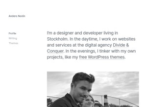 How andersnoren.se looks like on a tablet such as an iPad.