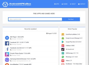 How androidapksbox.com looks like on a tablet such as an iPad.