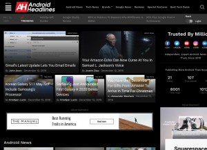 How androidheadlines.com looks like on a tablet such as an iPad.