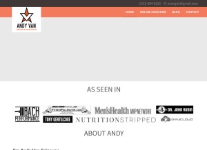 How andyvangrinsven.com looks like on a tablet such as an iPad.