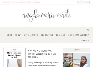 How angelamariemade.com looks like on a tablet such as an iPad.