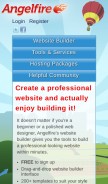 How angelfire.com looks like on a mobile device such as an iPhone.