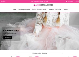 How angelformaldresses.com looks like on a tablet such as an iPad.